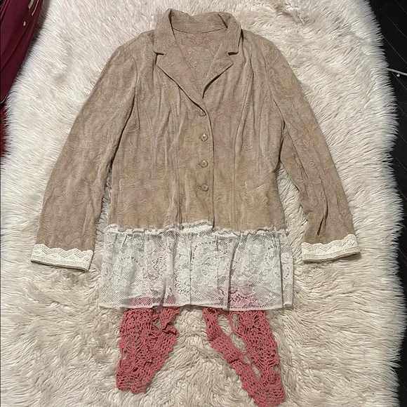 Bohemian Tan Jacket with Crochet Details